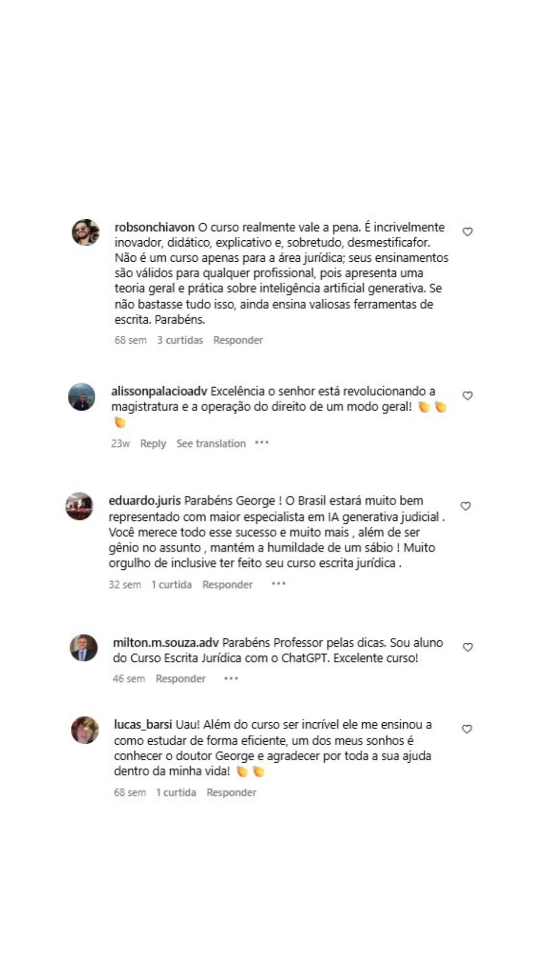 Depoimento de aluno