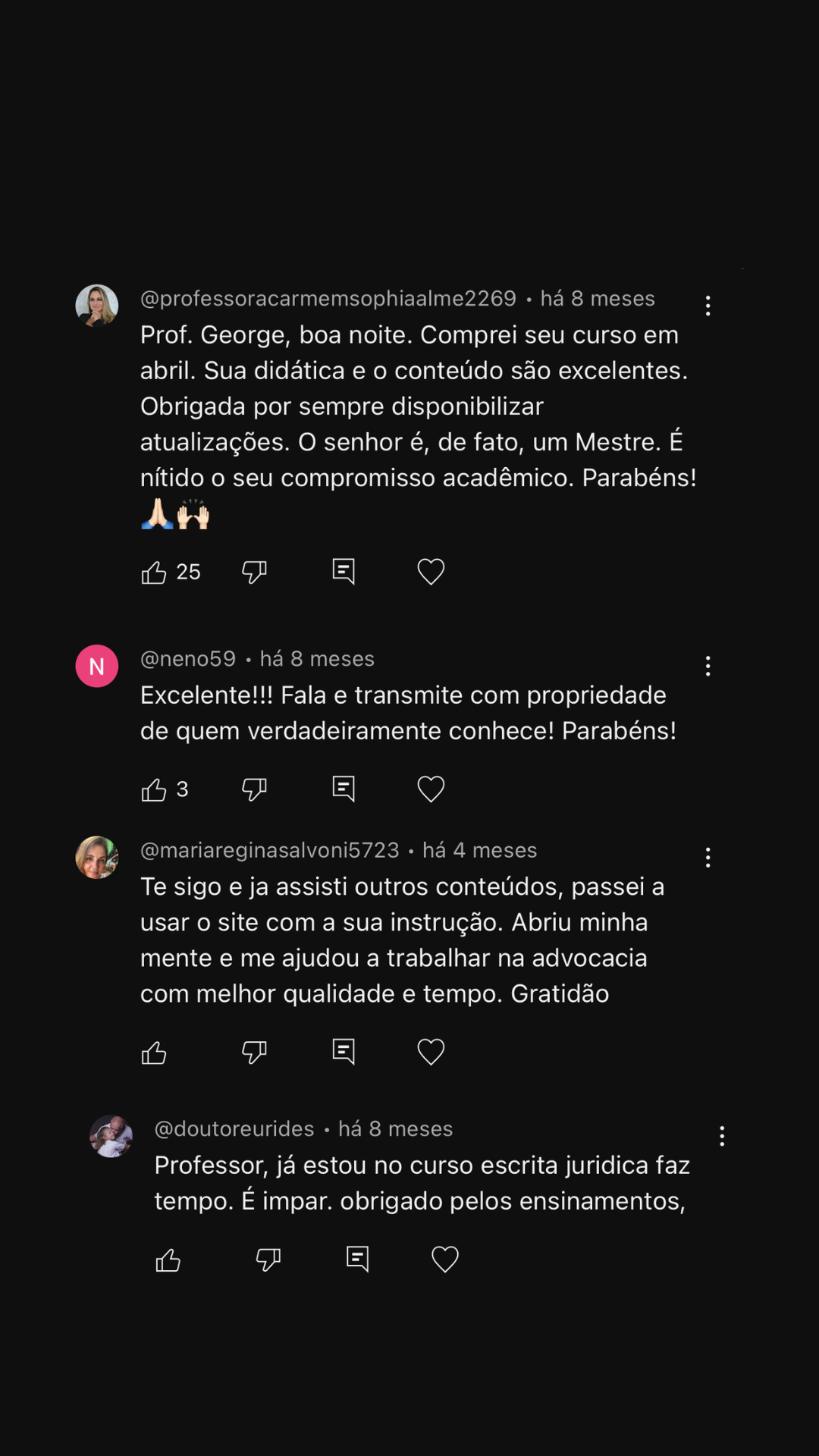 Depoimento de aluno